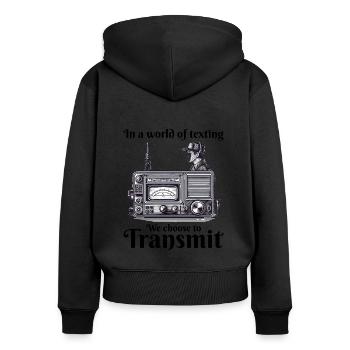 Vintage-Amateurfunker Lustig - Frauen Premium Bio Zip Hoodie - Schwarz - Hinten - Julia (174cm)