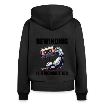 Muscle-Powered Cassette Rewind 80s Fitness Workout - Women's Premium Organic Zip Hoodie - black - Back - Julia (174cm)