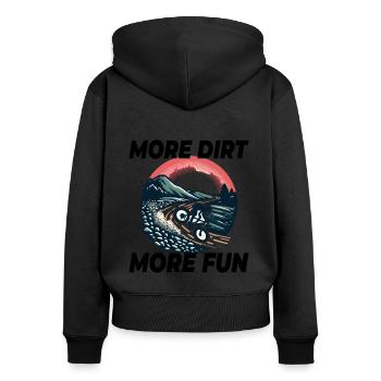 Gravier vintage Rouler Plus de terre Plus d’aventure amusante - Sweat à capuche zippé Premium bio Femme - noir - Dos - Julia (174cm)
