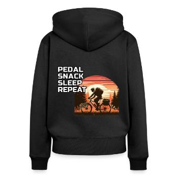 Retro Sunset Bikepacking Adventure Forest Trail - Women's Premium Organic Zip Hoodie - black - Back - Julia (174cm)
