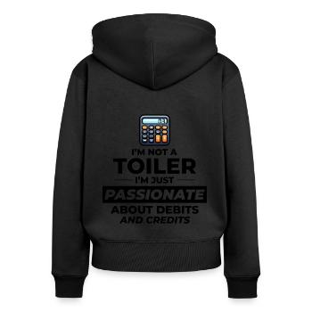 Leidenschaftlicher Buchhalter belastet Gutschriften Lustiger Humor - Frauen Premium Bio Zip Hoodie - Schwarz - Hinten - Julia (174cm)