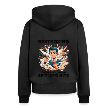 Spit to Hit: Unleash the Humor in Beatboxing - Women's Premium Organic Zip Hoodie - black - Back - Julia (174cm)