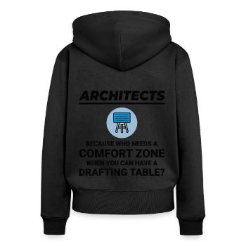Architect Drafting Table Construction Architecture - Women's Premium Organic Zip Hoodie - black - Back - Julia (174cm)
