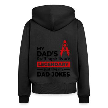 Architekt Papa Zeichnen Fähigkeiten Papa Witze Legende 📐 - Frauen Premium Bio Zip Hoodie - Schwarz - Hinten - Julia (174cm)