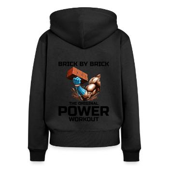 Maçon Maçon Maçon Humour Power Workout Drôle - Sweat à capuche zippé Premium bio Femme - noir - Dos - Julia (174cm)