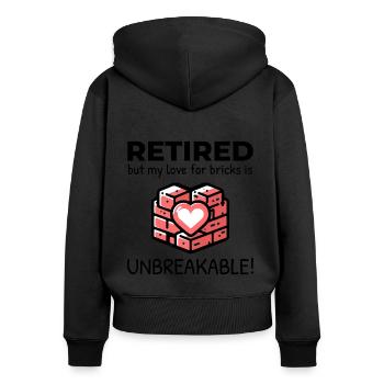 Unbreakable Brick Love: Retired Bricklayer - Women's Premium Organic Zip Hoodie - black - Back - Julia (174cm)