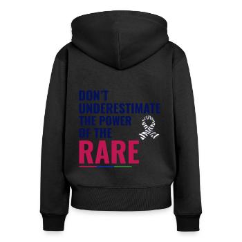 Sensibilisierung für seltene Krankheiten - Frauen Premium Bio Zip Hoodie - Schwarz - Hinten - Julia (174cm)