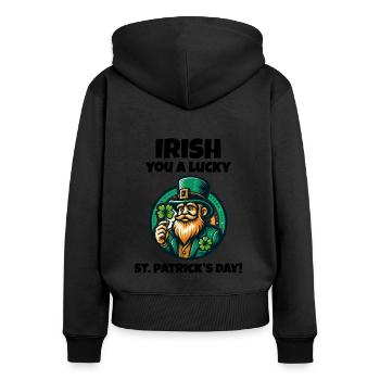 Get Lucky with Our Funny St. Patrick's Day - Women's Premium Organic Zip Hoodie - black - Back - Julia (174cm)