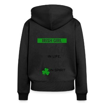 Irish Girl: Lucky & Fierce Humour - Women's Premium Organic Zip Hoodie - black - Back - Julia (174cm)
