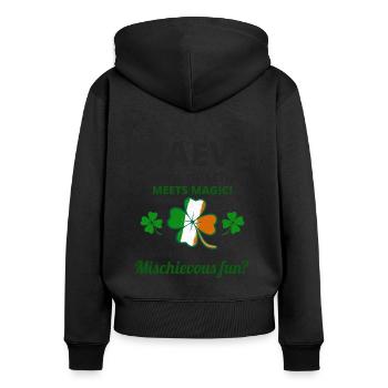 Lustiger irischer Mädchenname: Maeve Mischief Meets Magic - Frauen Premium Bio Zip Hoodie - Schwarz - Hinten - Julia (174cm)