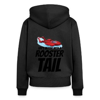 Rooster Tail Rumble : le plaisir des courses d’hydroplanes - Sweat à capuche zippé Premium bio Femme - noir - Dos - Julia (174cm)