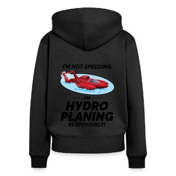 Hydroplane, Bateau, Course, Sports nautiques, Adrénaline - Sweat à capuche zippé Premium bio Femme - noir - Dos - Julia (174cm)
