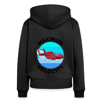 Wasserflugzeug Boot Rennen Schnellboot Motorboot - Frauen Premium Bio Zip Hoodie - Schwarz - Hinten - Julia (174cm)