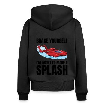 Splash Alert: Wasserflugzeug-Rennen Fun Wassersport - Frauen Premium Bio Zip Hoodie - Schwarz - Hinten - Julia (174cm)