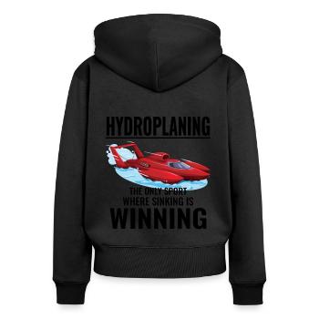 Wasserflugzeug Boot Rennen Humor Gewinnen Platinen - Frauen Premium Bio Zip Hoodie - Schwarz - Hinten - Julia (174cm)