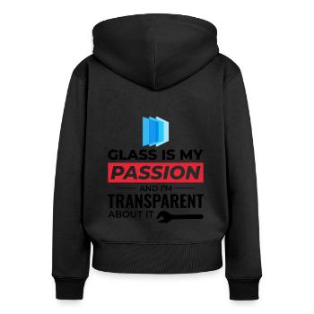 Verglaser Fenster Glasbeschlag Monteur Glasarbeiten - Frauen Premium Bio Zip Hoodie - Schwarz - Hinten - Julia (174cm)