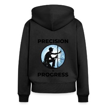 Verglaser Fenster Glasbeschlag Monteur Glasarbeiten - Frauen Premium Bio Zip Hoodie - Schwarz - Hinten - Julia (174cm)