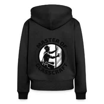 Verglaser Fenster Glasbeschlag Monteur Glasarbeiten - Frauen Premium Bio Zip Hoodie - Schwarz - Hinten - Julia (174cm)