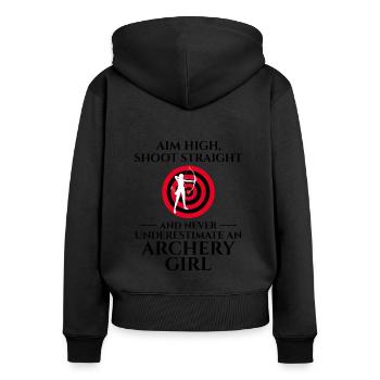 Tir à l’arc Cibles Archer Bullseye Tir Sport - Sweat à capuche zippé Premium bio Femme - noir - Dos - Julia (174cm)