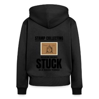 Briefmarkensammler Sammler Hobby Philatelist - Frauen Premium Bio Zip Hoodie - Schwarz - Hinten - Julia (174cm)