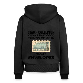 Briefmarkensammler Sammler Hobby Philatelist - Frauen Premium Bio Zip Hoodie - Schwarz - Hinten - Julia (174cm)