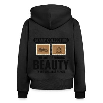 Stamp Collector Collecting Hobby Philatelist - Women's Premium Organic Zip Hoodie - black - Back - Julia (174cm)