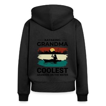 kayaking Gradma Kayak Canoe Kayaker Funny - Women's Premium Organic Zip Hoodie - black - Back - Julia (174cm)