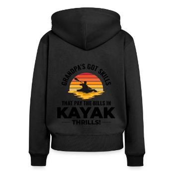 kayaking Gradpa Kayak Canoe Kayaker Funny - Women's Premium Organic Zip Hoodie - black - Back - Julia (174cm)
