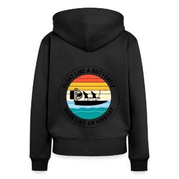 Bateau gonflable Fanboat Bateau hydroglisseur Bateau des marais - Sweat à capuche zippé Premium bio Femme - noir - Dos - Julia (174cm)