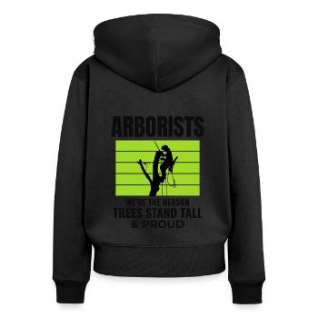 Baumpfleger Baumchirurg Kletterer Klettertrimmer - Frauen Premium Bio Zip Hoodie - Schwarz - Hinten - Julia (174cm)