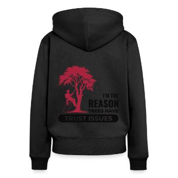 Baumpfleger Baumchirurg Kletterer Klettertrimmer - Frauen Premium Bio Zip Hoodie - Schwarz - Hinten - Julia (174cm)