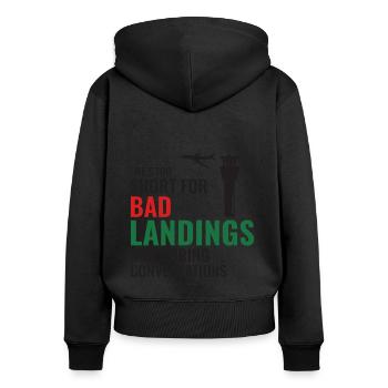 Fluglotse ATC Aviation Humor Flugzeug - Frauen Premium Bio Zip Hoodie - Schwarz - Hinten - Julia (174cm)