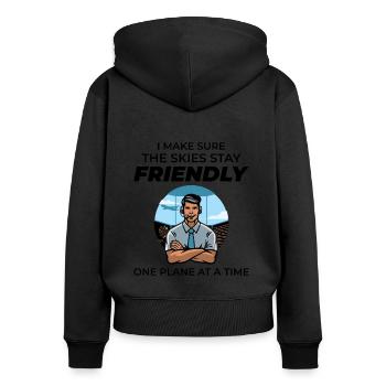Fluglotse ATC Aviation Humor Flugzeug - Frauen Premium Bio Zip Hoodie - Schwarz - Hinten - Julia (174cm)