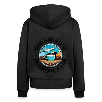 Contrôleur de la circulation aérienne Café ATC Aviation Humour - Sweat à capuche zippé Premium bio Femme - noir - Dos - Julia (174cm)