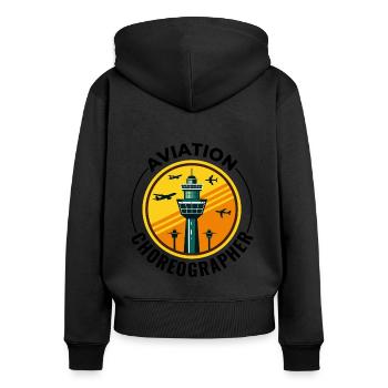 Fluglotse ATC Aviation Humor Flugzeug - Frauen Premium Bio Zip Hoodie - Schwarz - Hinten - Julia (174cm)