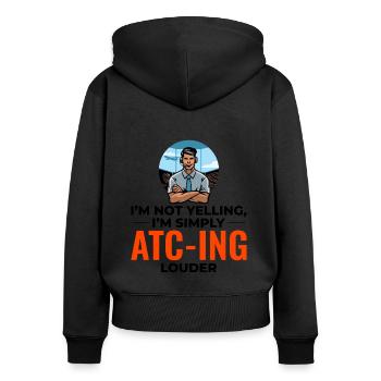 Fluglotse ATC Aviation Humor Flugzeug - Frauen Premium Bio Zip Hoodie - Schwarz - Hinten - Julia (174cm)