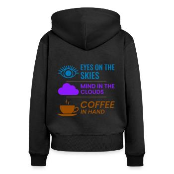 Contrôleur de la circulation aérienne Café ATC Aviation Humour - Sweat à capuche zippé Premium bio Femme - noir - Dos - Julia (174cm)