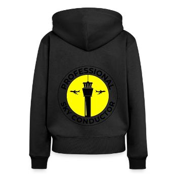 Fluglotse ATC Aviation Humor Flugzeug - Frauen Premium Bio Zip Hoodie - Schwarz - Hinten - Julia (174cm)
