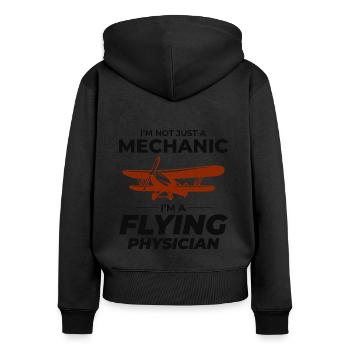 Mécanicien d’aéronefs Technicien d’entretien aéronautique - Sweat à capuche zippé Premium bio Femme - noir - Dos - Julia (174cm)