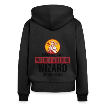 Fluggerätmechaniker Luftfahrtwartungstechniker - Frauen Premium Bio Zip Hoodie - Schwarz - Hinten - Julia (174cm)