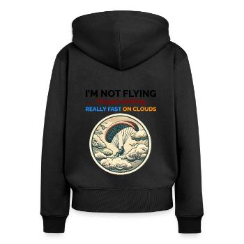 Motorschirmpilot Motorschirm Motorschirm - Frauen Premium Bio Zip Hoodie - Schwarz - Hinten - Julia (174cm)