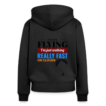 Motorschirmpilot Motorschirm Motorschirm - Frauen Premium Bio Zip Hoodie - Schwarz - Hinten - Julia (174cm)