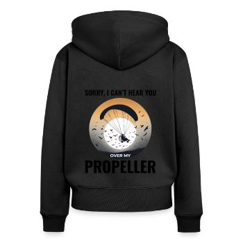 Motorschirmpilot Motorschirm Motorschirm - Frauen Premium Bio Zip Hoodie - Schwarz - Hinten - Julia (174cm)