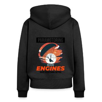 Motorschirmpilot Motorschirm Motorschirm - Frauen Premium Bio Zip Hoodie - Schwarz - Hinten - Julia (174cm)