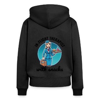 Flight Attendant Aviation Cabin Crew Airline Staff - Women's Premium Organic Zip Hoodie - black - Back - Julia (174cm)