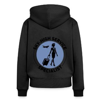 Flight Attendant Aviation Cabin Crew Air Hostess - Women's Premium Organic Zip Hoodie - black - Back - Julia (174cm)