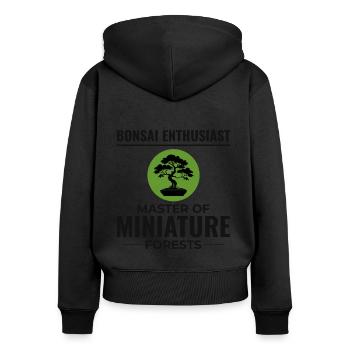 Japanischer Bonsai Gärtner Baum Sammler Gartenarbeit - Frauen Premium Bio Zip Hoodie - Schwarz - Hinten - Julia (174cm)
