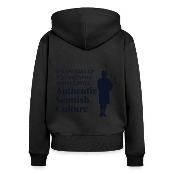 Instrument de joueur de cornemuse Musique écossaise - Sweat à capuche zippé Premium bio Femme - noir - Dos - Julia (174cm)