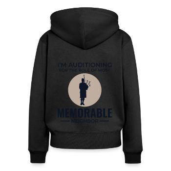 Instrument de joueur de cornemuse Musique écossaise - Sweat à capuche zippé Premium bio Femme - noir - Dos - Julia (174cm)