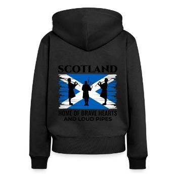Bagpipe Player Instrument Scottish Scotland Flag - Women's Premium Organic Zip Hoodie - black - Back - Julia (174cm)